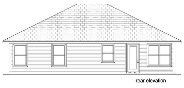 Traditional Rear Elevation of Plan 69988