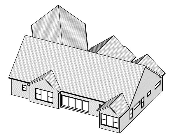 Traditional Rear Elevation of Plan 70102