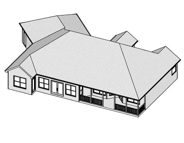Traditional Rear Elevation of Plan 70104