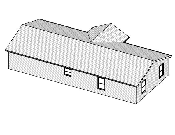 Traditional Rear Elevation of Plan 70107