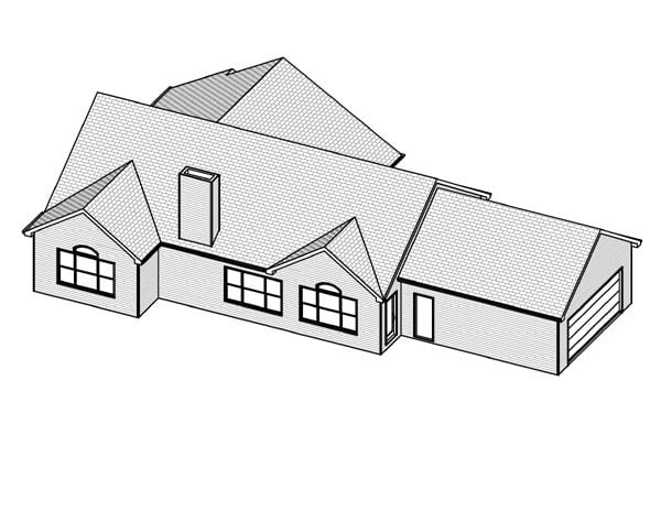 Traditional Rear Elevation of Plan 70108