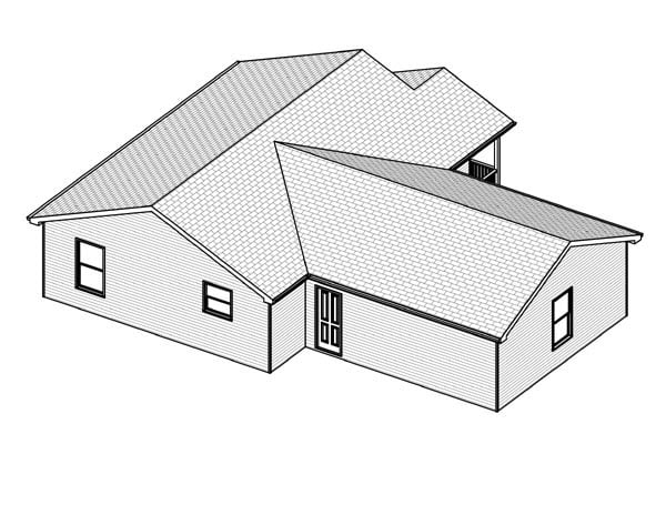 Traditional Rear Elevation of Plan 70110