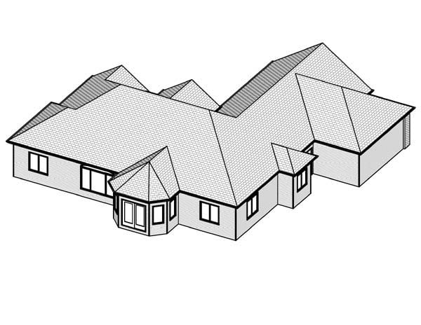 Traditional Rear Elevation of Plan 70112