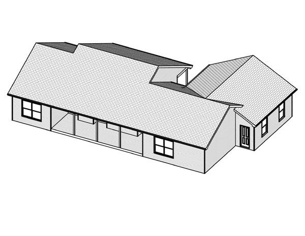 Traditional Rear Elevation of Plan 70116