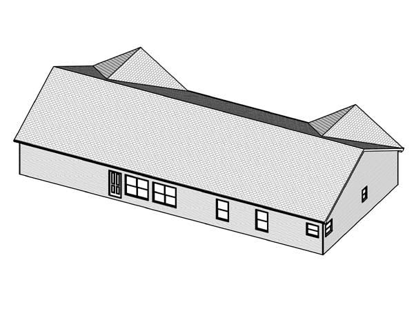Traditional Rear Elevation of Plan 70117