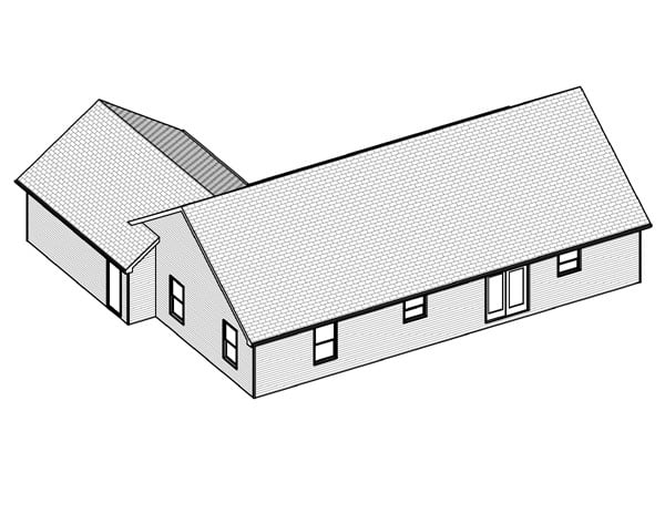 Traditional Rear Elevation of Plan 70118