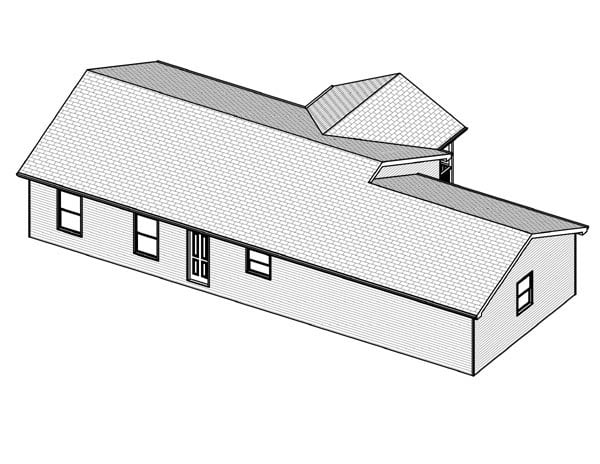 Traditional Rear Elevation of Plan 70121