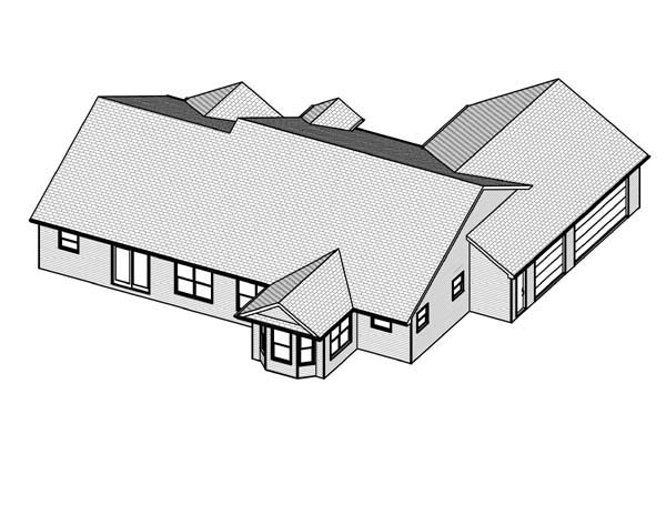 Traditional Rear Elevation of Plan 70122