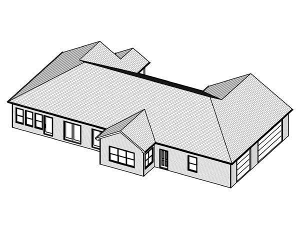 Traditional Rear Elevation of Plan 70125