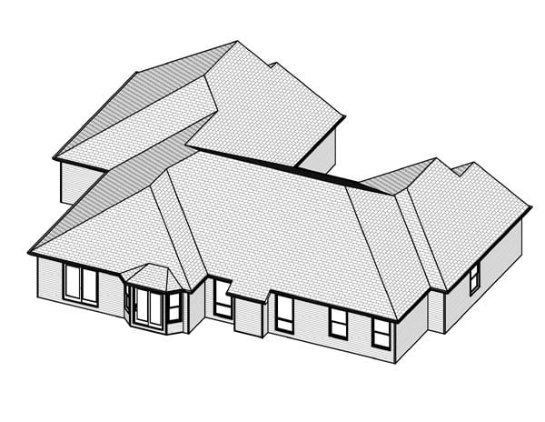 Traditional Rear Elevation of Plan 70126