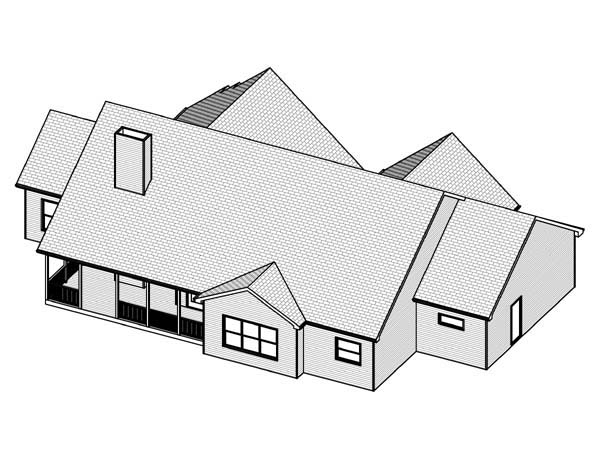 Traditional Rear Elevation of Plan 70128