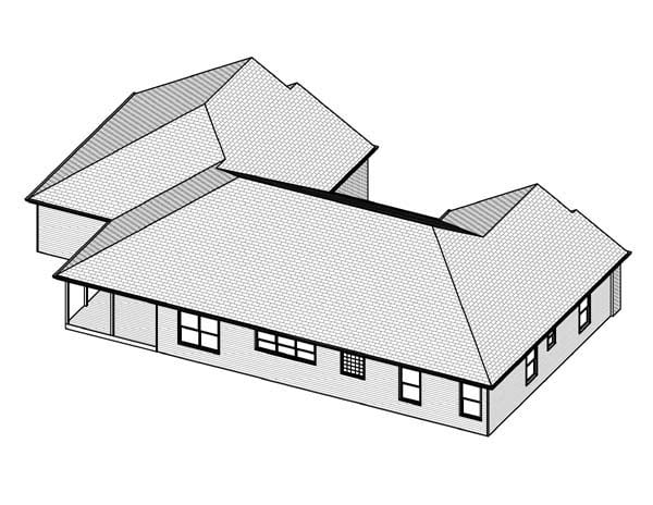 Traditional Rear Elevation of Plan 70129