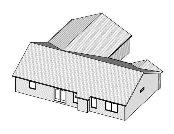 Traditional Rear Elevation of Plan 70130