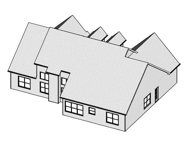 Cape Cod Rear Elevation of Plan 70132