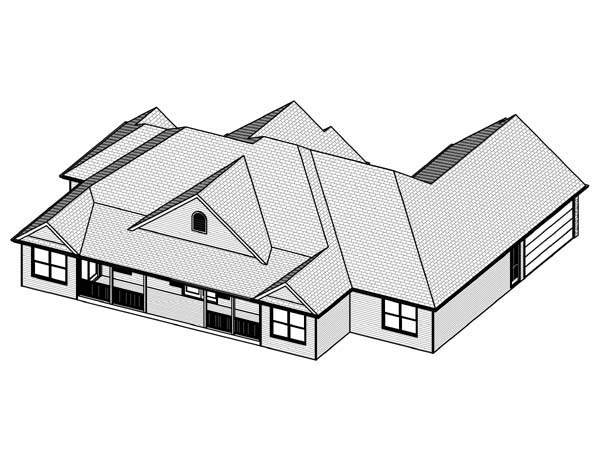 Traditional Rear Elevation of Plan 70134