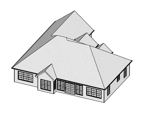 Traditional Rear Elevation of Plan 70137