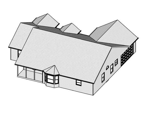 Traditional Rear Elevation of Plan 70139