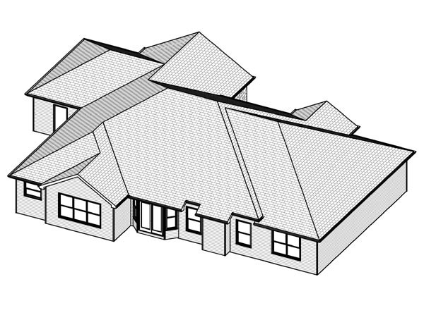 Traditional Rear Elevation of Plan 70143