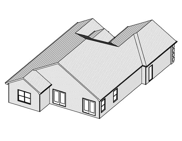 Traditional Rear Elevation of Plan 70144