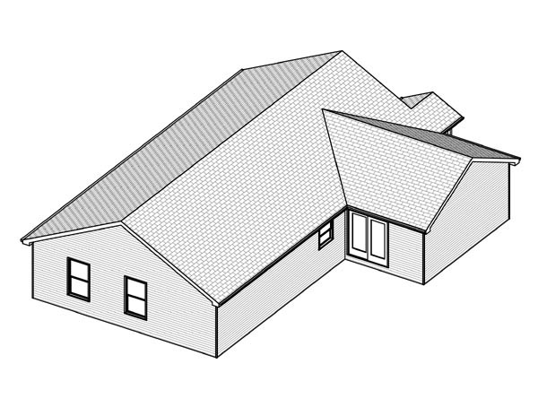 Traditional Rear Elevation of Plan 70146