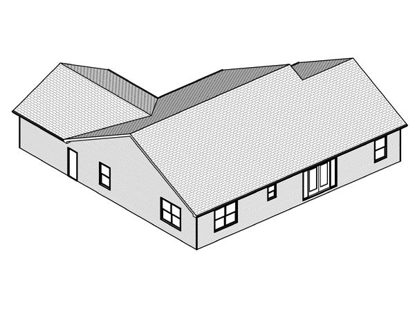 Traditional Rear Elevation of Plan 70147