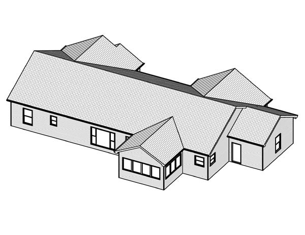 Traditional Rear Elevation of Plan 70149
