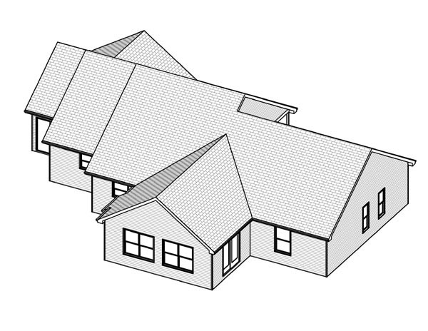 Traditional Rear Elevation of Plan 70150