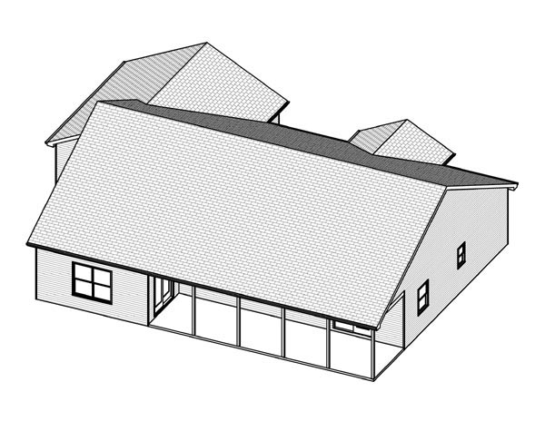 Traditional Rear Elevation of Plan 70153