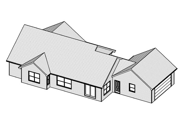 Traditional Rear Elevation of Plan 70156
