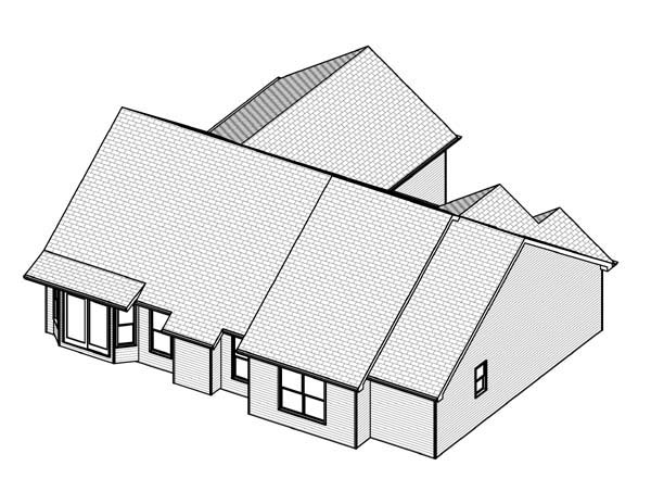 Traditional Rear Elevation of Plan 70158
