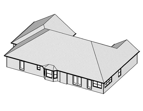 Traditional Rear Elevation of Plan 70162