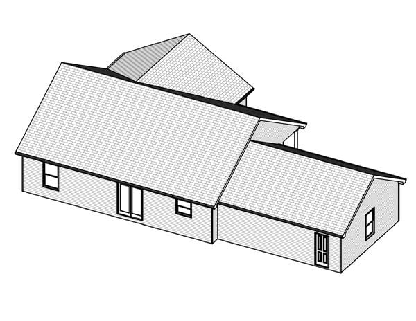 Traditional Rear Elevation of Plan 70167