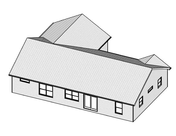 Traditional Rear Elevation of Plan 70168