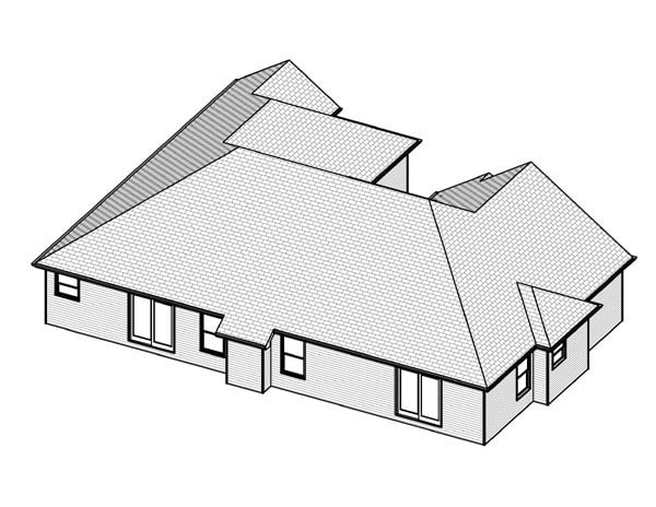 Traditional Rear Elevation of Plan 70169
