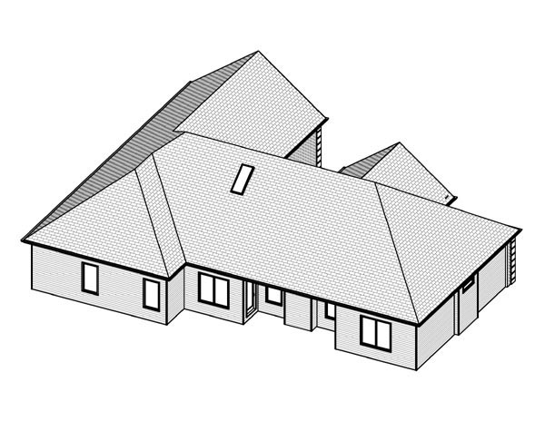 Traditional Rear Elevation of Plan 70171