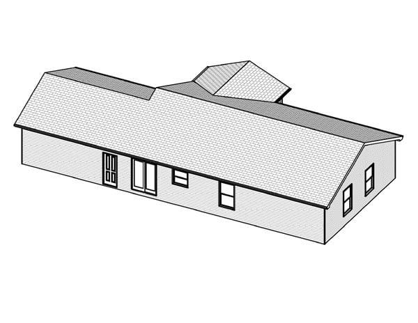 Traditional Rear Elevation of Plan 70172