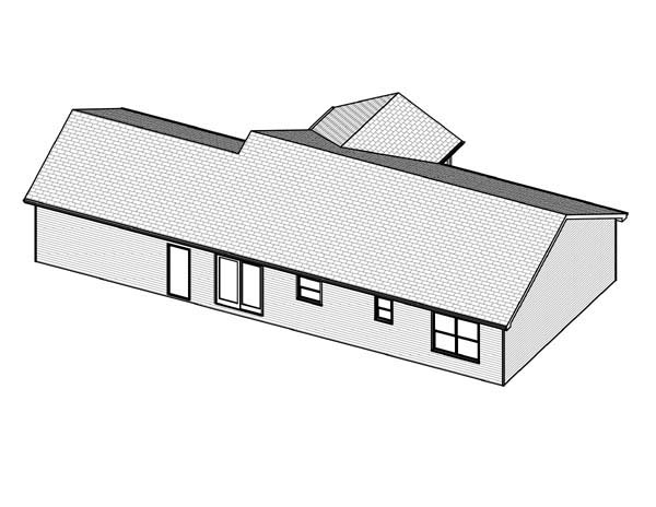 Traditional Rear Elevation of Plan 70173