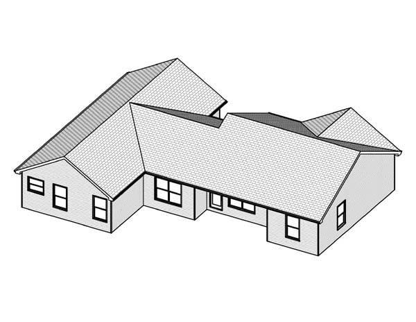 Traditional Rear Elevation of Plan 70175