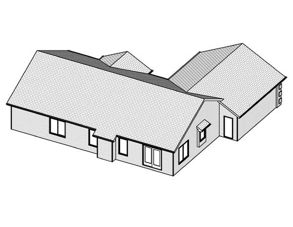 Traditional Rear Elevation of Plan 70178