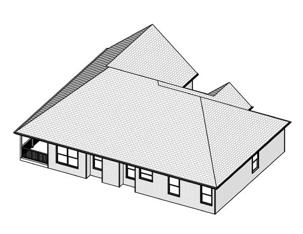Traditional Rear Elevation of Plan 70181