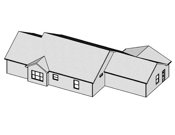 Traditional Rear Elevation of Plan 70185