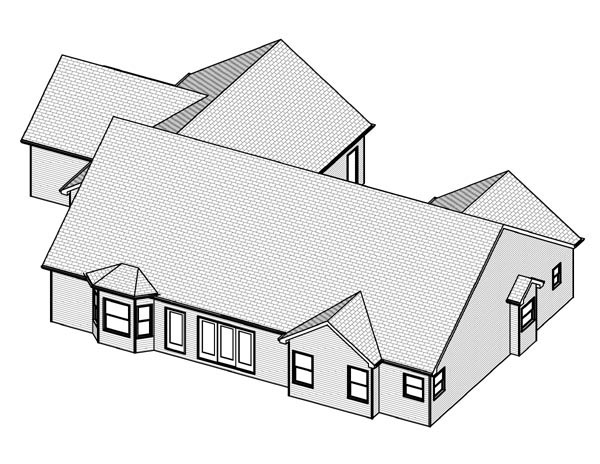 Traditional Rear Elevation of Plan 70186