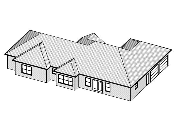 Traditional Rear Elevation of Plan 70188