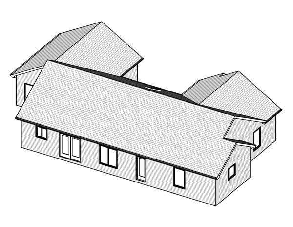 Traditional Rear Elevation of Plan 70189