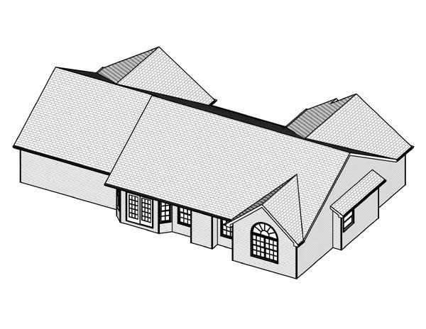 Traditional Rear Elevation of Plan 70194