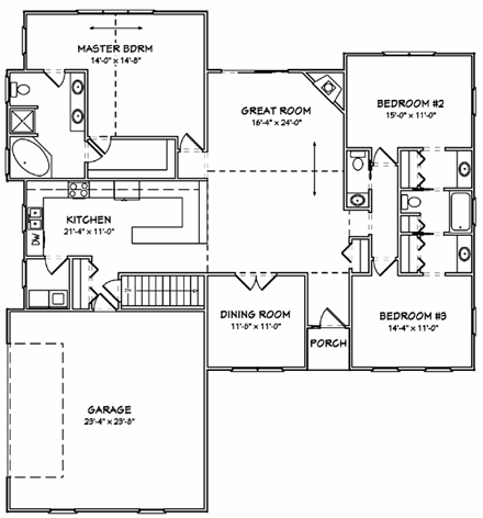 House Plan 70195 First Level Plan