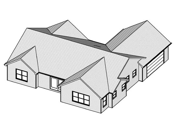 Traditional Rear Elevation of Plan 70195