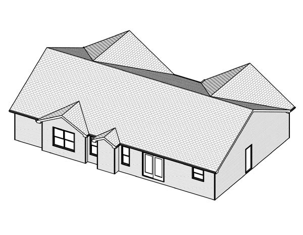 Traditional Rear Elevation of Plan 70196