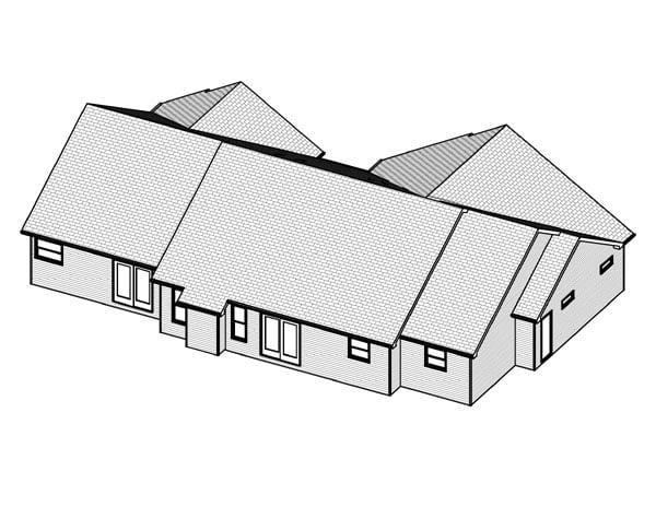 Traditional Rear Elevation of Plan 70197