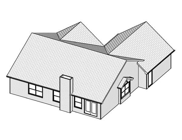Traditional Rear Elevation of Plan 70198